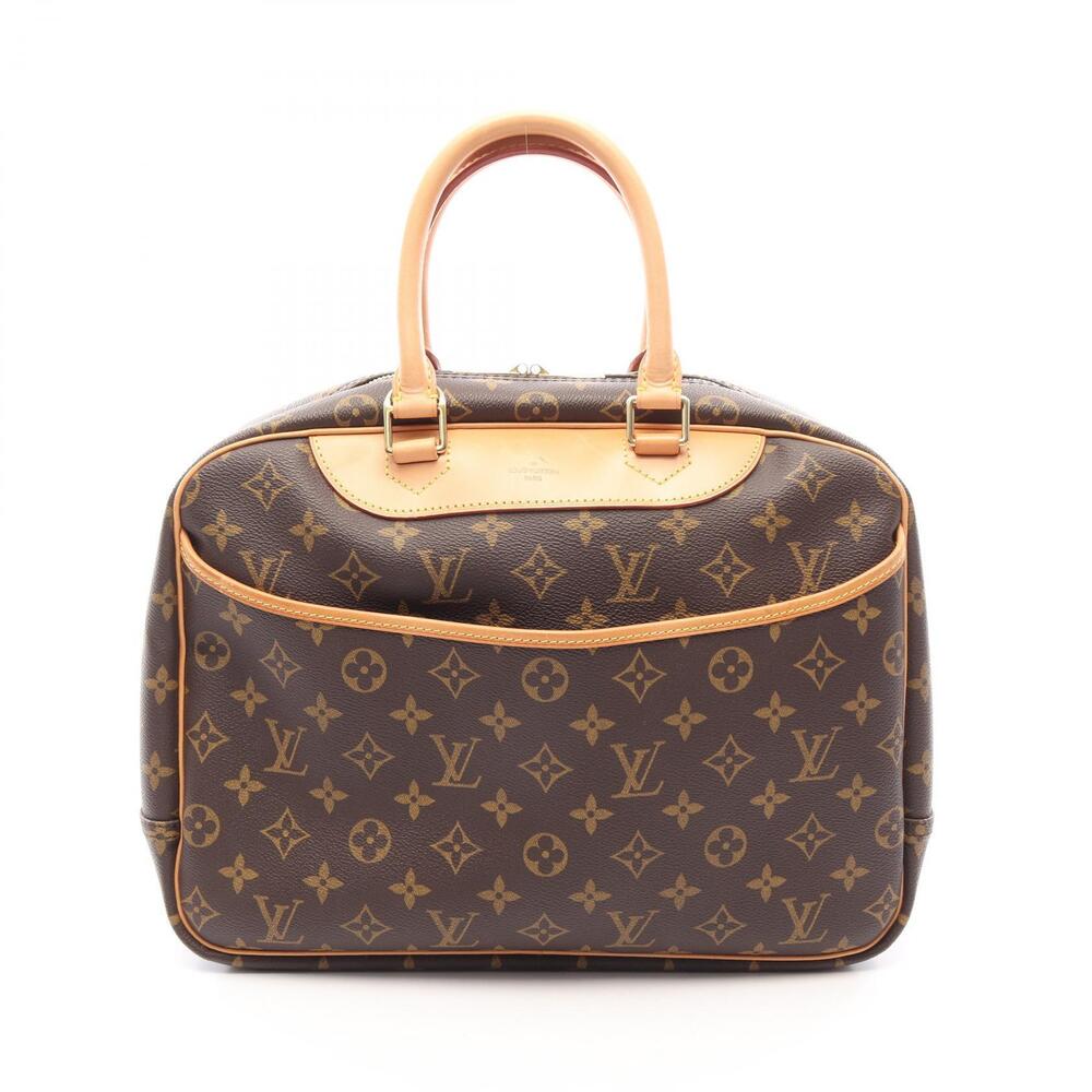 Louis Vuitton Deauville Bowling Vanity Monogram Top Bag Canvas Leather Brown